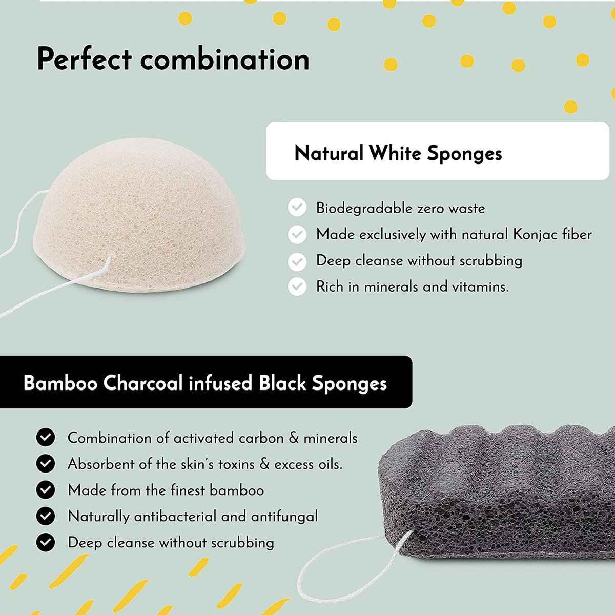 Konjac Sponge Set FACE & BODY Four Natural Konjac sponges for face a MUEROSA